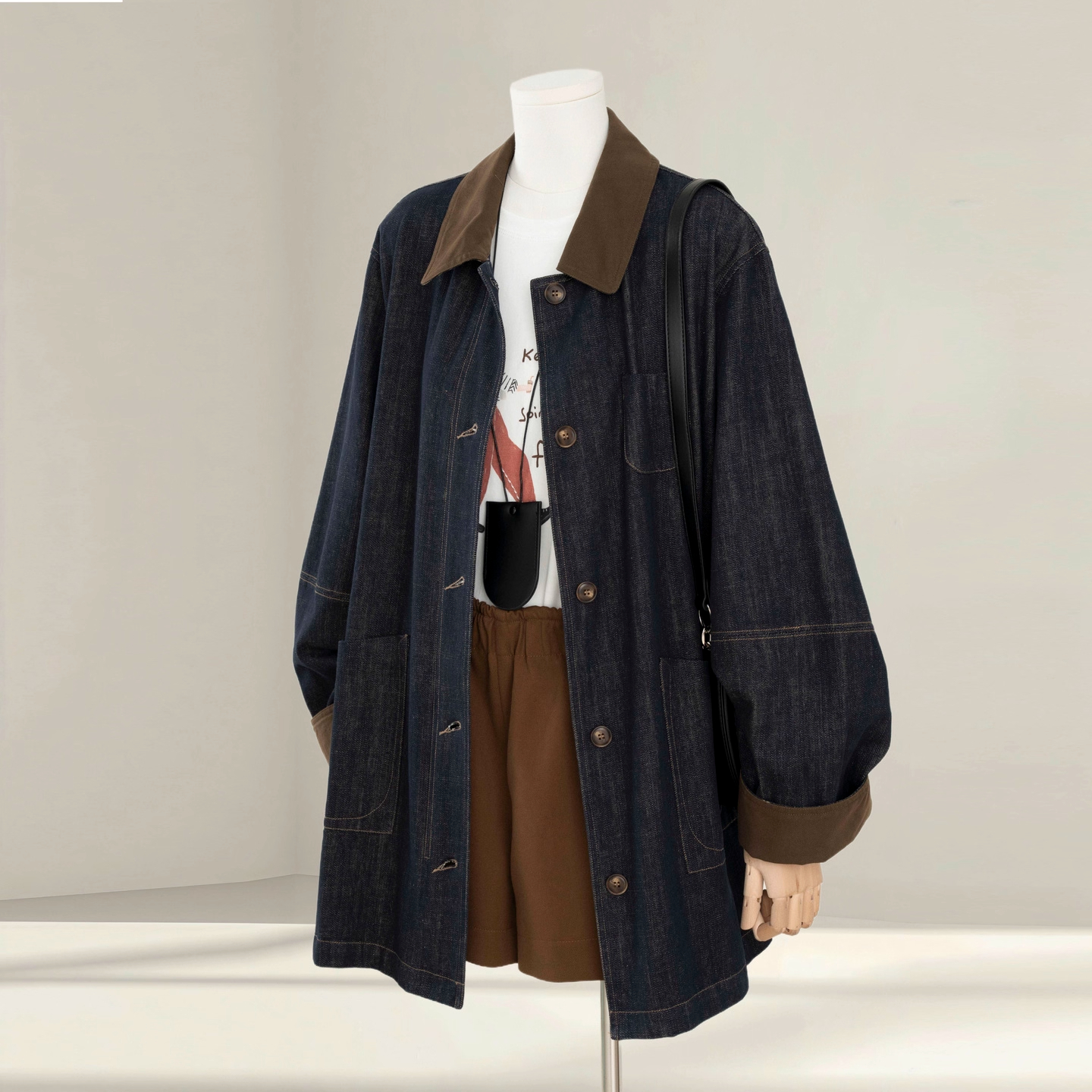 巴恩风灯芯绒复古牛仔外套风衣女