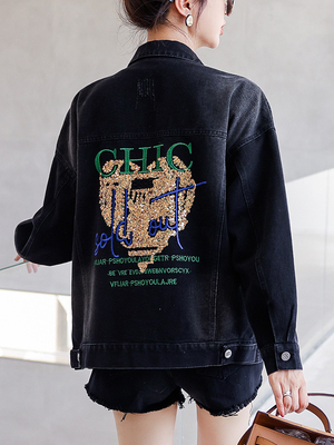 刺绣牛仔外套女宽松大码休闲上衣