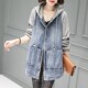 中长款 连帽牛仔外套女春秋季 洋气宽松大码 时尚 休闲上衣 2026年新款