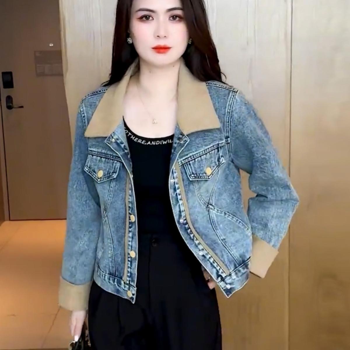 欧货短款牛仔外套上衣新款洋气
