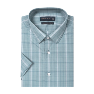 富绅桑蚕丝短袖衬衫男2023夏季新款中青年正装商务易打理格子衬衣