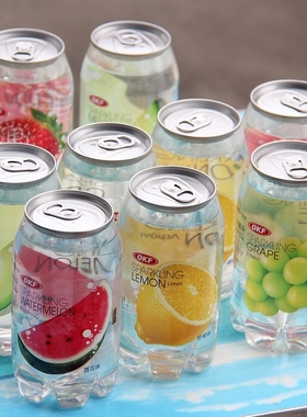 韩国进口OKF果味气泡水葡萄草莓柠檬西瓜味汽水碳酸饮料网红饮品