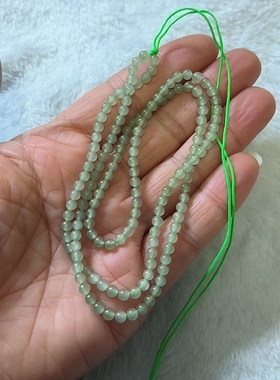 天然和田玉晴水圆珠项链4.5mm小米珠锁骨链子果绿玉石挂绳可批发