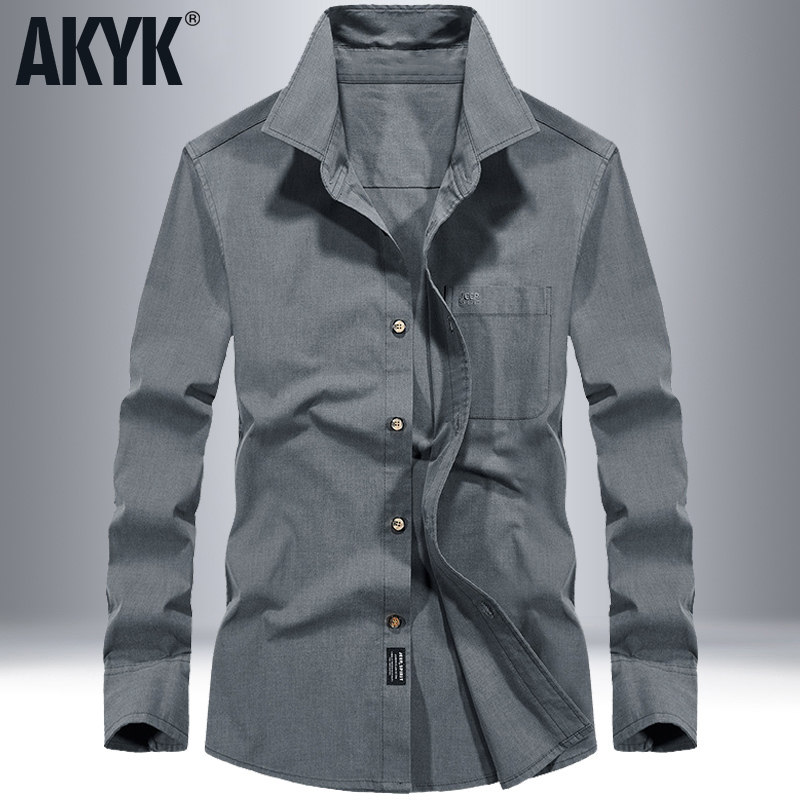 春秋季牛津纺衬衫男长袖宽松大码纯棉上衣纯色男士商务休闲衬衣男 - 淘宝联盟商品