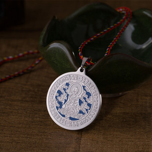 宗蓝药师情侣吊坠钛钢佛牌挂件心咒真言准提镜咒轮挂件饰品