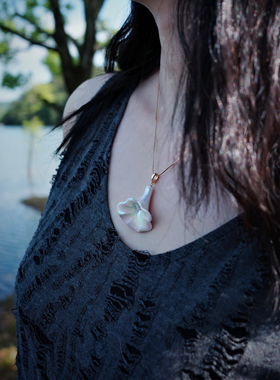 炸窑社设计 花语呢喃•牵牛花项链•原创陶瓷手作吊坠｜青岚月