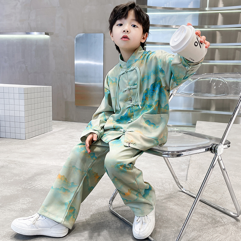 童装男童春装汉服套装礼服2025新款春季古风男孩唐装中国风中大童