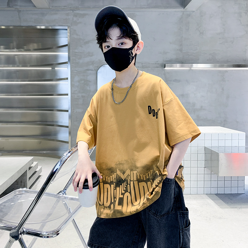 男童夏装T恤短袖儿童装洋气大童2025新款男孩夏季酷帅衣服炸街潮t