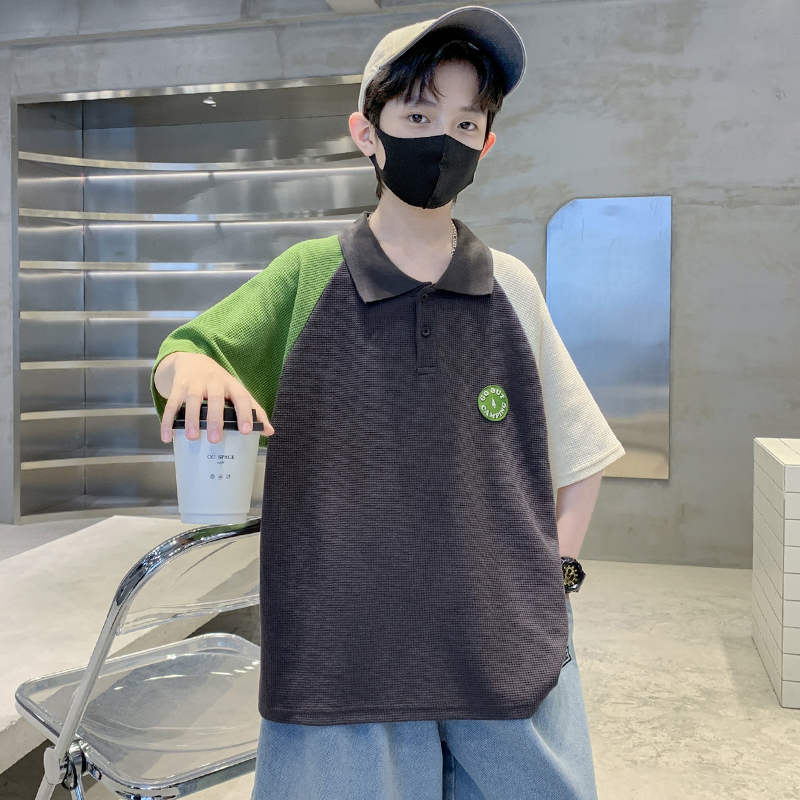 儿童装男童夏季薄款休闲短袖T恤polo衫2025新款男孩痞帅体恤潮酷t