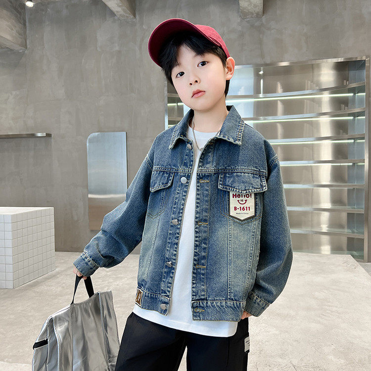 男童秋装牛仔外套韩版休闲2025新款青少年春秋款牛仔衣炸街潮大童