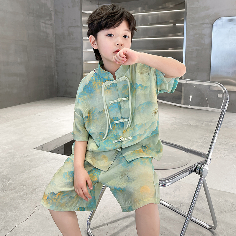 童装男童夏装汉服套装纯棉2025新款夏季古风男孩唐装中国风中大童