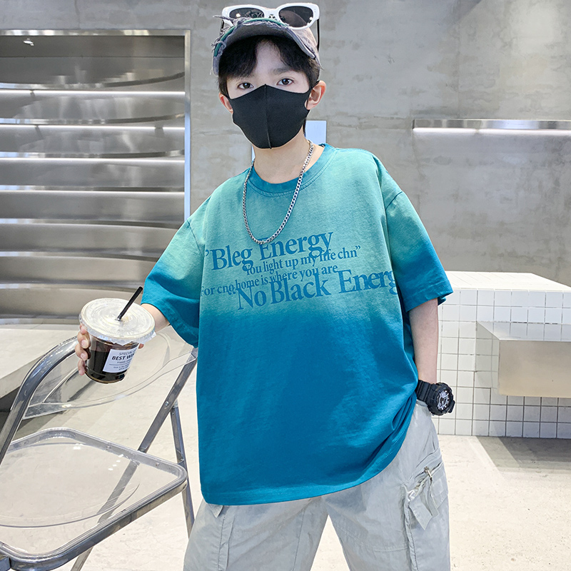 儿童装中大童男童夏装短袖T恤2025新款男孩夏季痞帅洋气上衣潮牌t