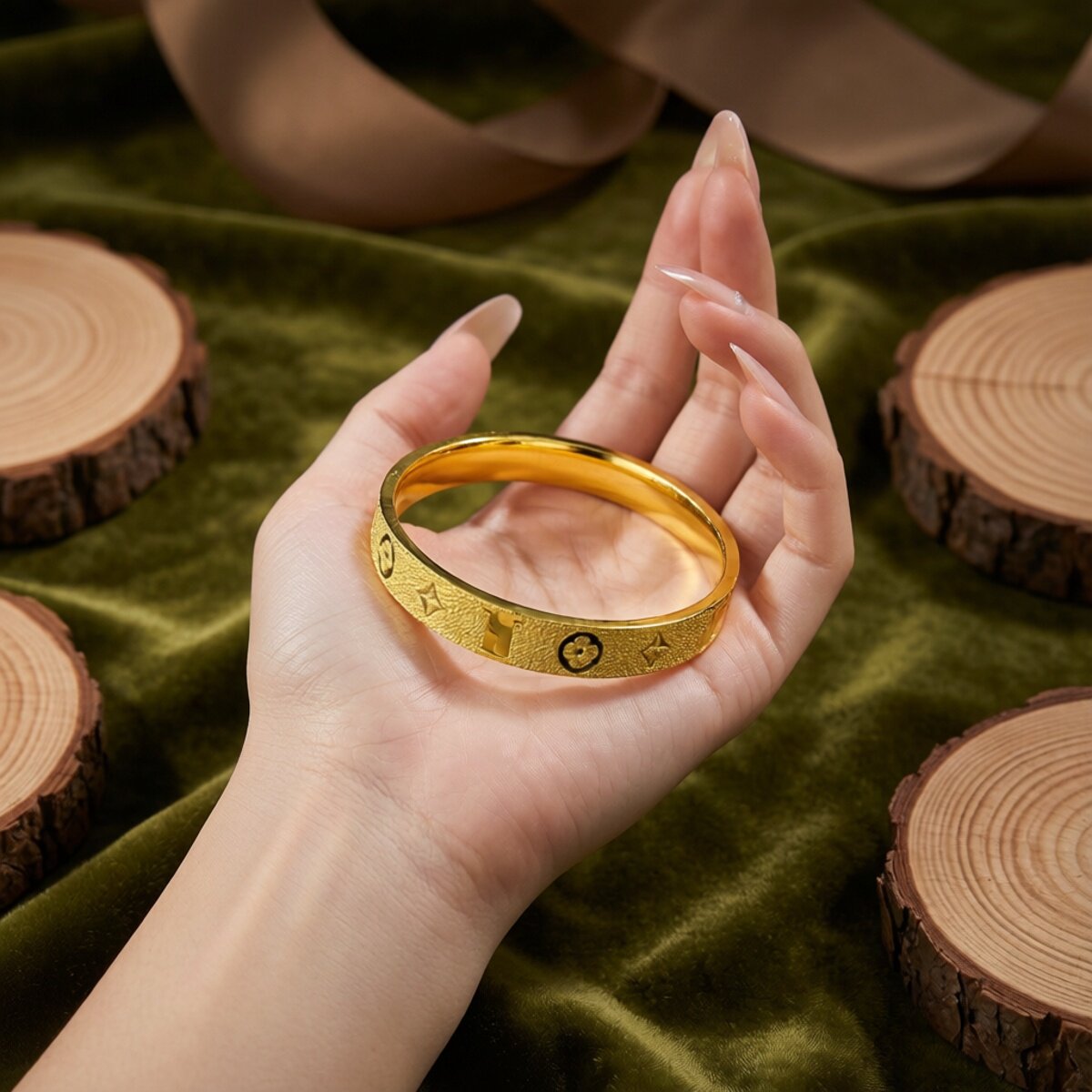 水贝金包银老花满天星手镯女时尚潮流轻奢设计师款送女友节日礼物