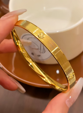 古法金包银米字实心车花手镯