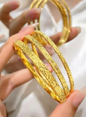 水贝金包银古法爆闪实心手镯