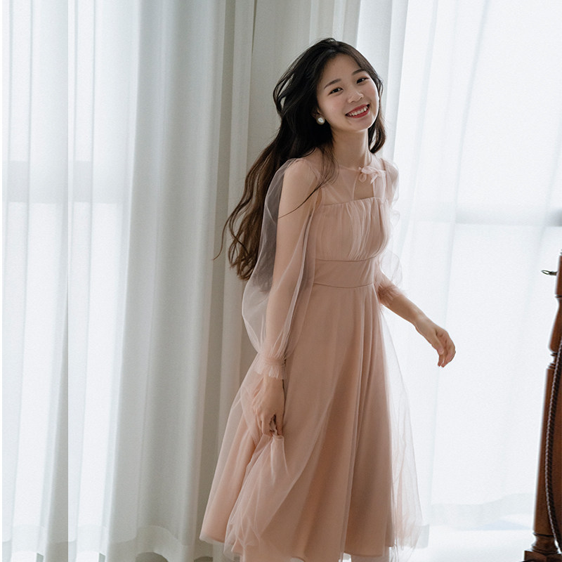 原创显高仙女风网纱连衣裙原创