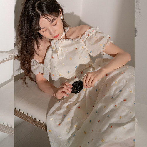 惊艳大摆泡泡袖生日party礼服