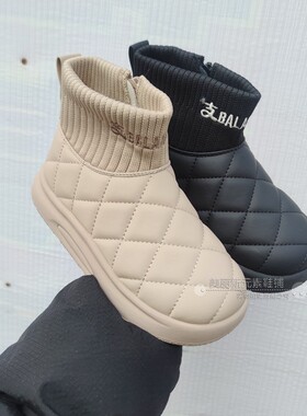 宝贝概念2024冬款男女童鞋加绒保暖拉链短靴马丁休闲雪地靴21117