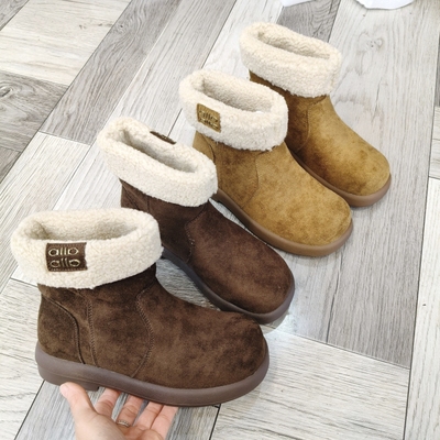 2025冬季新款复古中帮加绒加厚保暖毛毛雪地靴博肯鞋女棉短靴9913
