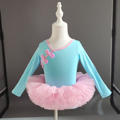 舞蹈服儿童女长袖秋冬练功服女童芭蕾舞跳舞裙子女孩中国舞练舞衣