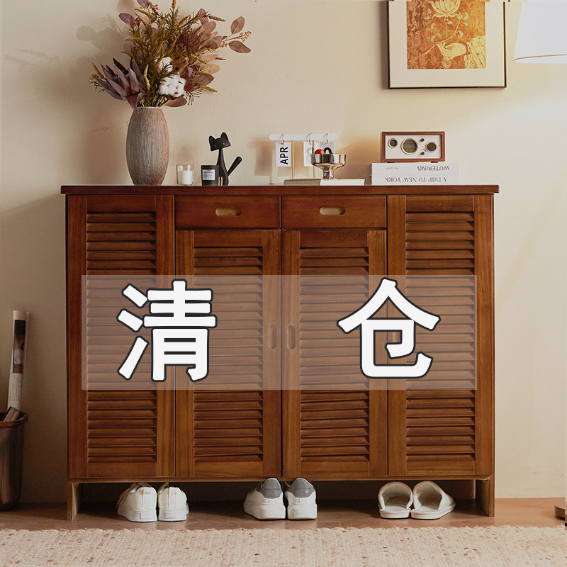 鞋柜家用大容量门口多功能简约现代门厅柜经济型玄关实木鞋柜清仓