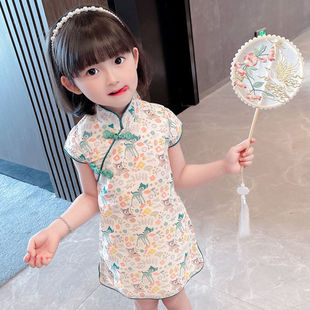 女童旗袍夏款宝宝夏装中国风复古改良新款儿童洋气旗袍小童连衣裙