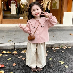 女童衬衫春秋2026新款儿童洋气秋装衬衣宝宝时髦秋季纯棉长袖上衣