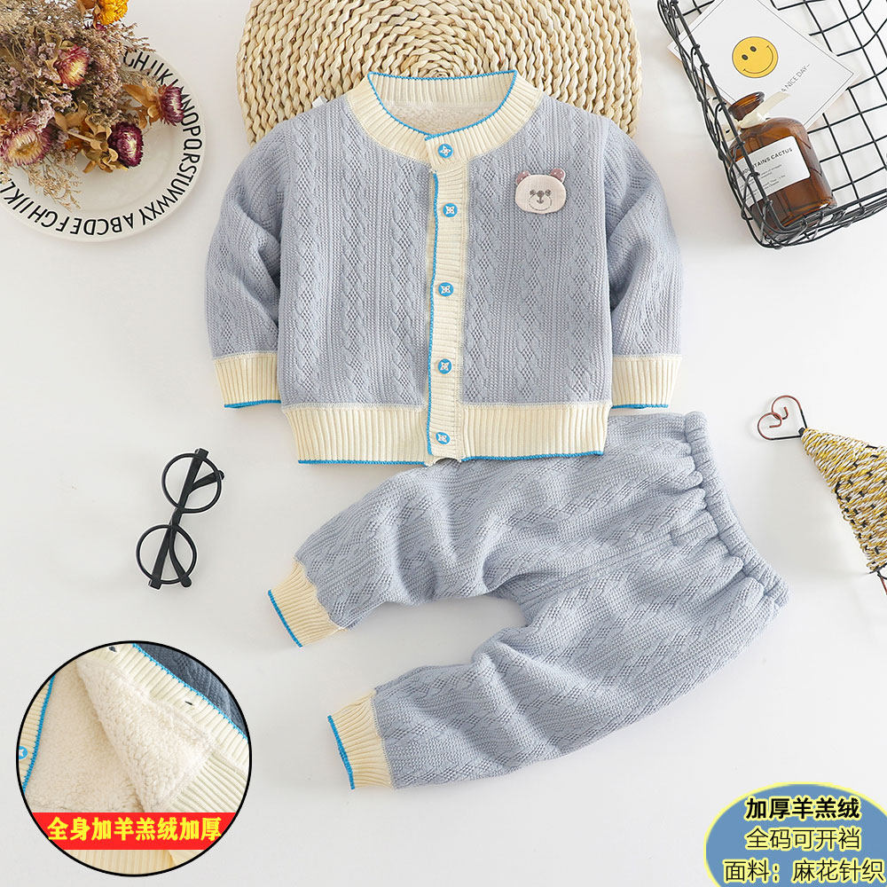 春季新款加绒加厚秋冬款男童女童宝宝保暖上衣毛毛衣套装1-2-3岁在类目 童装/婴儿装/亲子装, 毛衣/针织衫中 - 来自Buy2taobao.com提供专业的淘宝代购服务