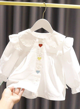 清仓女童长袖衬衫2026春装新款儿童洋气纯棉绣花上衣幼儿打底开衫