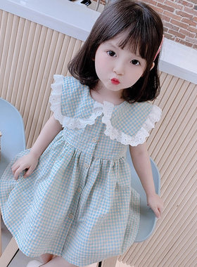 2024夏季新款韩版女童格子裙