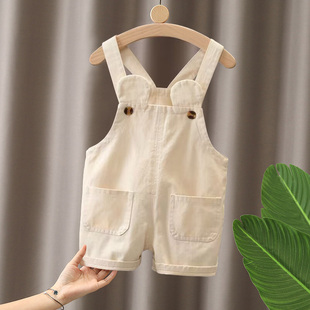 宝宝纯棉背带裤短裤韩国童装男女宝宝宽松五分裤女童男宝休闲裤夏