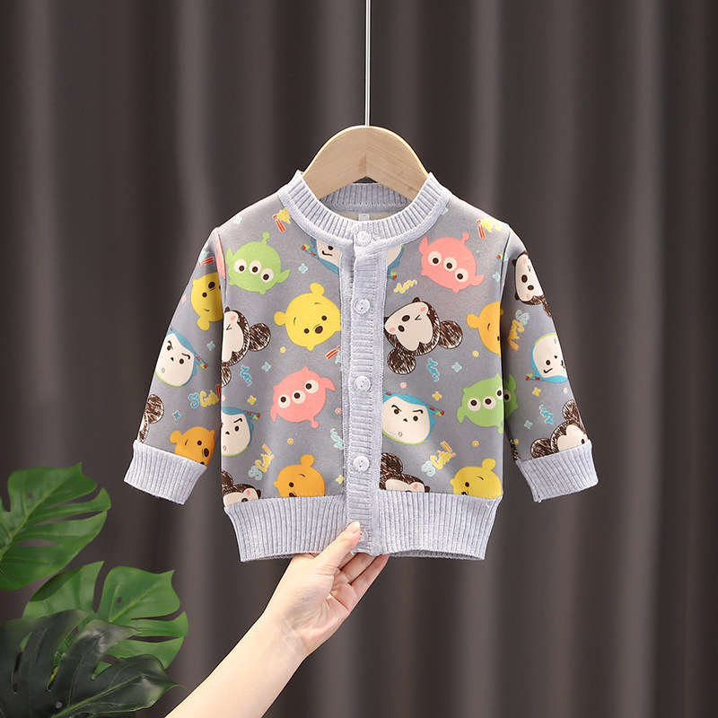 아동용 코트  용 스웨터 남아 및 여아 봄 가을 겨울 양털 긴팔 재킷 싱글 탑 베이비 가디건