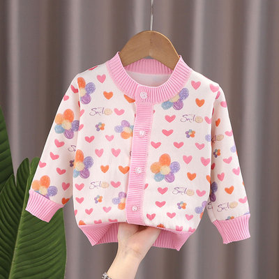 特价亏2025秋冬新款儿童百搭针织外套男女童宝宝保暖开衫外穿毛衣