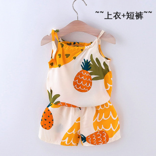 套装 2026新款 两件套 女宝宝洋气绵绸童装 童装 女童吊带套装 小童夏季