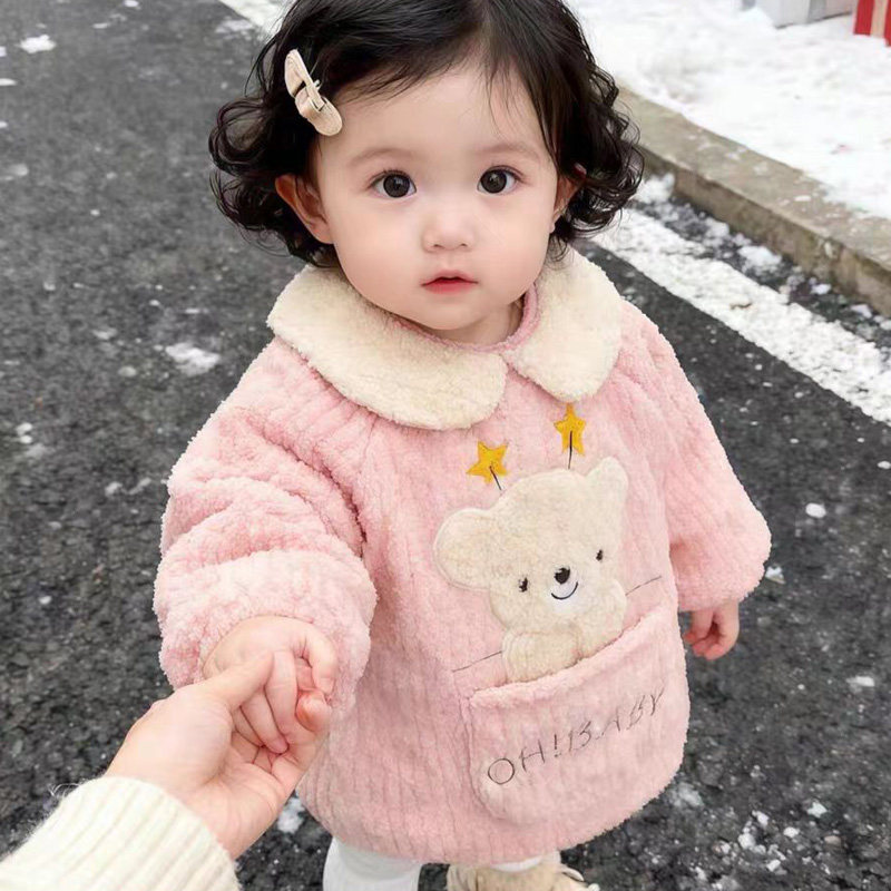 清仓加绒罩衣女宝宝秋冬洋气宝宝加厚防水围裙婴幼儿护衣儿童围兜,童装/婴儿装/亲子装,反穿衣/罩衣,淘宝优惠券,粉丝福利购,淘宝优惠卷