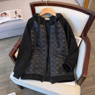 300斤大码胖mm加大宽松冬新品200斤加肥加大女士棉服拼接休闲外套
