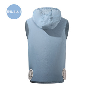 夏新款大码制冷背心空调服男款薄款连帽防晒衣带风扇外套无袖单衣