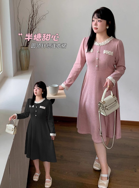 k2863大码女装秋季新款微胖女孩衣服圆领针织连衣裙胖mm连衣裙
