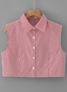 新款条纹假领子红色大码200斤女士百搭毛衣装饰领衬衣领240斤百搭