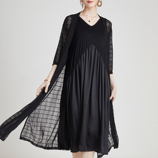 微胖中长款背心裙春季新款内搭背心连衣裙大码无袖气质韩版打底裙