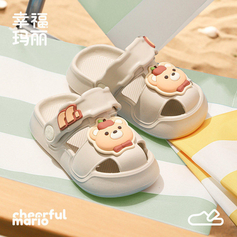 幸福玛丽儿童拖鞋夏季男童女童卡通沙滩鞋软底室内包头宝宝洞洞鞋