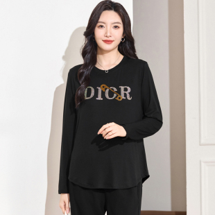 加大码女装春装200斤胖mm百搭时尚休闲打底衫胖妹妹宽松显瘦T恤衫