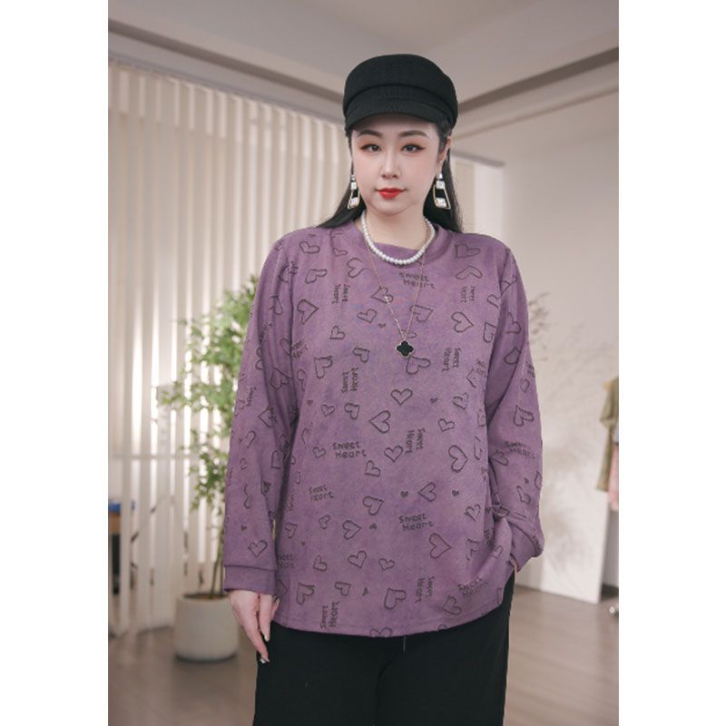 大码女装秋季新款长袖打底衫T恤200斤胖妹妹宽松显瘦时尚百搭上衣