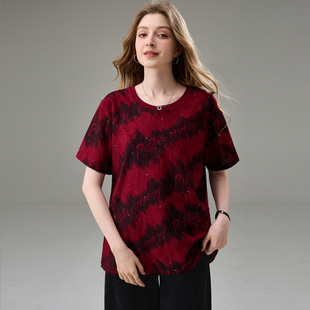 女装 休闲上衣胖mm宽松显瘦烧花T恤衫 夏装 200斤胖妹妹时尚 新款 大码