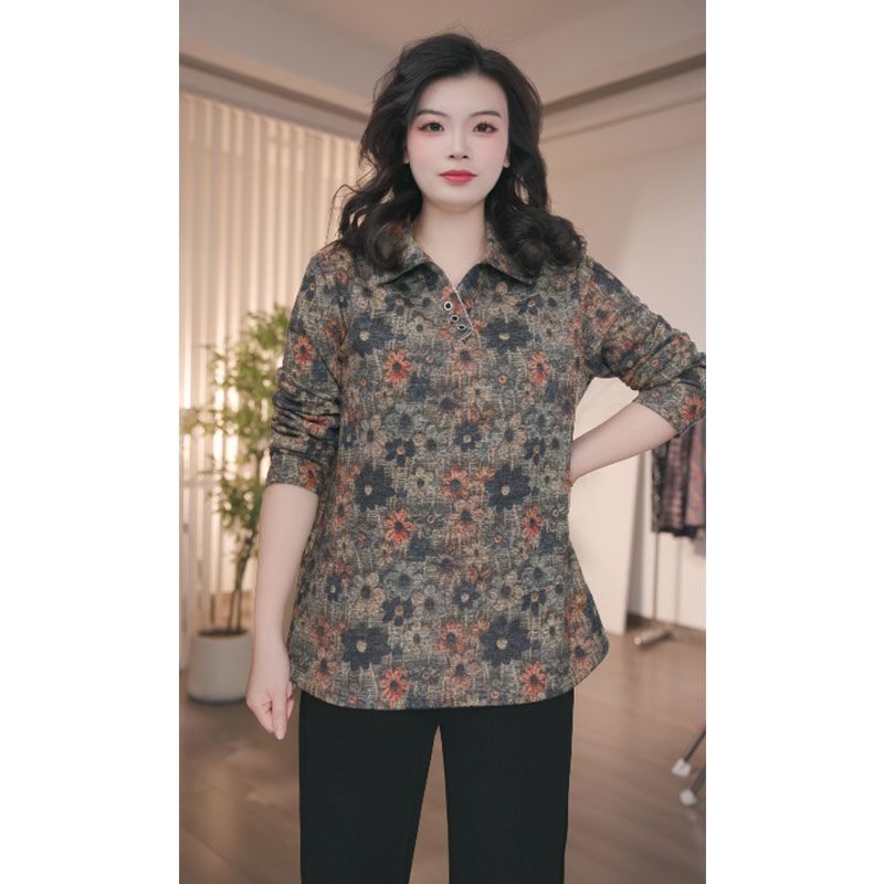 胖妹妹宽松遮肉显瘦长袖T恤衫