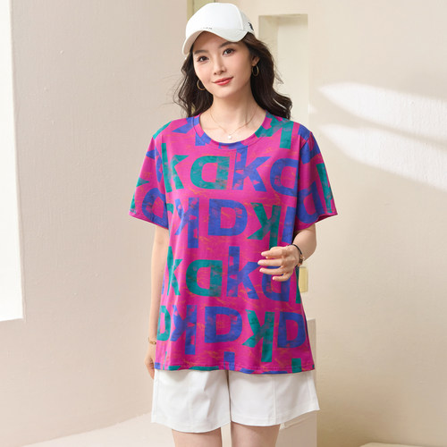 200斤胖mm夏装百搭时尚短袖T恤