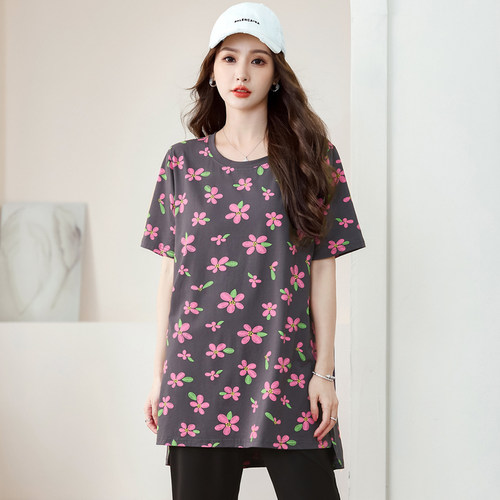大码夏装时尚显瘦短袖休闲T恤女