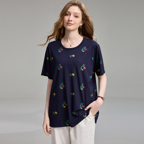 大码女装夏季新款胖妹妹通勤时尚上衣胖mm宽松显瘦休闲短袖T恤衫