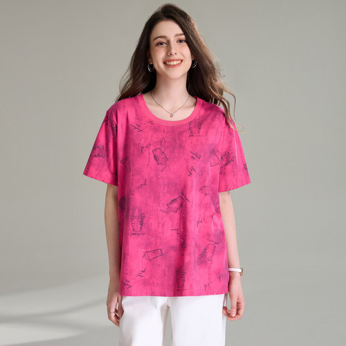 200斤胖妹妹时尚休闲短袖T恤衫