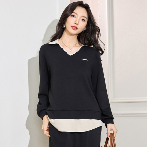 200斤胖mm洋气时尚显瘦长袖T恤衫